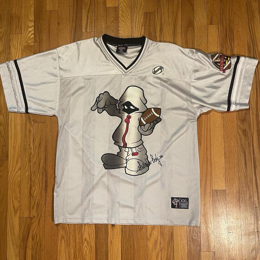 Y2K Buda Bean Embroidered Football Jersey Shirt XXL 44 Rap Graphic Streetwear